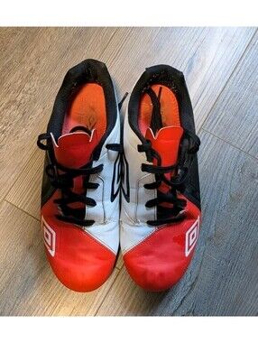 Umbro Stealth II HG Pro Hard Ground Mens US 8 Soccer Cleats Leather Black/Orange